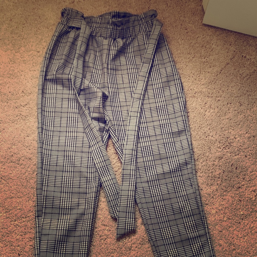 High waisted paper bag pants